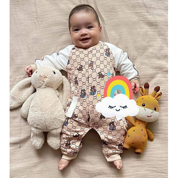 Thin cotton romper with bears for boys beige Murat Baby 8350-13924