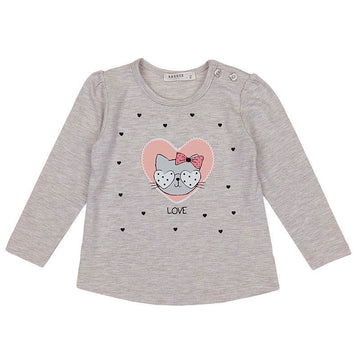 Bluzka Długi Rękaw Kotek dziewczynka beż 19163-71023  GKMOD -  - #tag1# - #tag2# - #tag3# - #tag4#