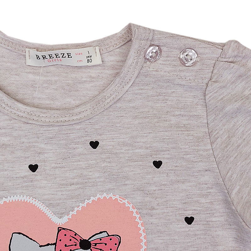 Bluzka Długi Rękaw Kotek dziewczynka beż 19163-71023  GKMOD -  - #tag1# - #tag2# - #tag3# - #tag4#