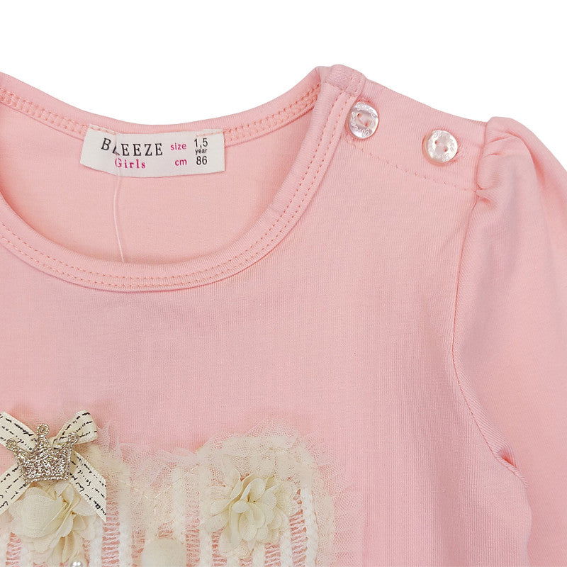 Bluzka Długi Rękaw Serce dziewczynka łosoś 19105-71023  GKMOD -  - #tag1# - #tag2# - #tag3# - #tag4#