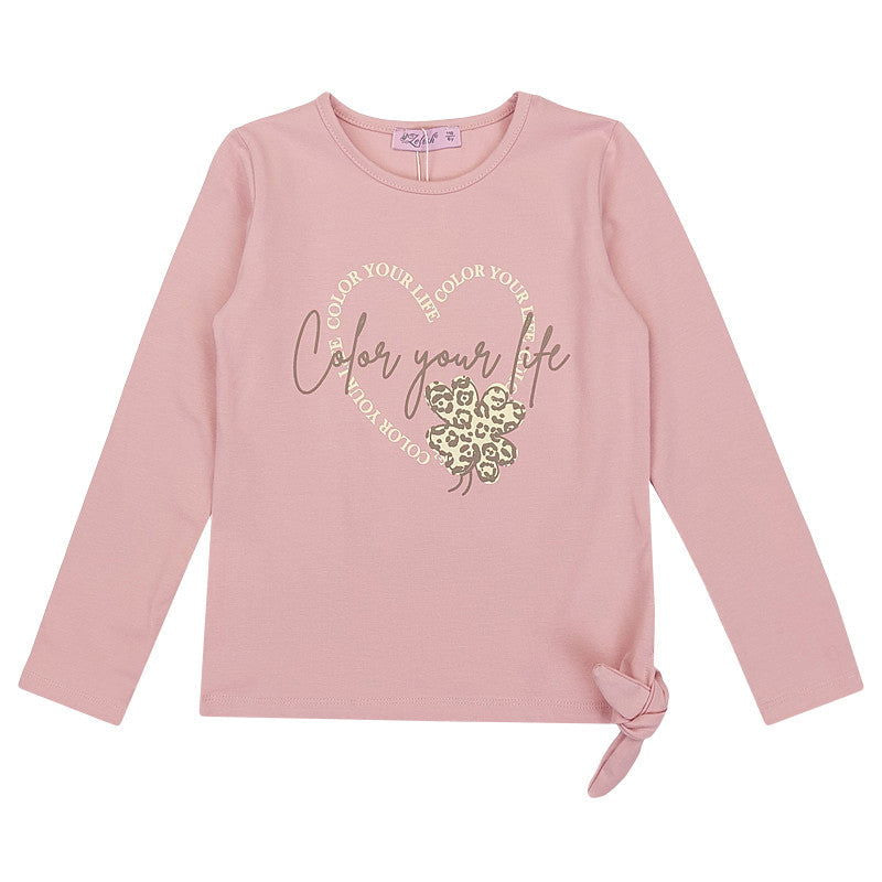 Bluzka Długi Rękaw Serce dziewczynka puder 8104-71023  GKMOD -  - #tag1# - #tag2# - #tag3# - #tag4#