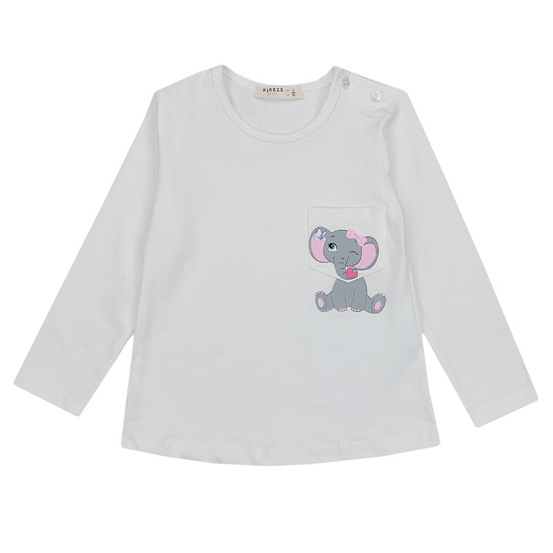 Bluzka Długi Rękaw Słonik dziewczynka krem 19071-71023  GKMOD -  - #tag1# - #tag2# - #tag3# - #tag4#