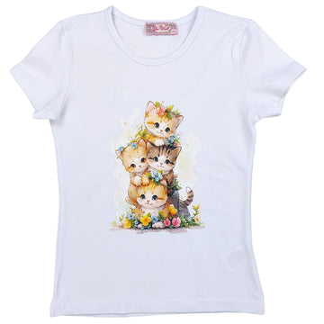 Bluzka Kotki dziewczynka biały 463-24624 GKMOD -  - #tag1# - #tag2# - #tag3# - #tag4#