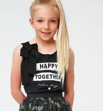 Bluzka na ramiączkach dziewczęca iDO J863-0658 kolor czarny -  - #tag1# - #tag2# - #tag3# - #tag4#