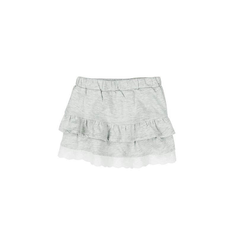 Boboli 245089-8072 Spódnica dla dziewczynki z falbankami i koronką kolor szary -  - #tag1# - #tag2# - #tag3# - #tag4#