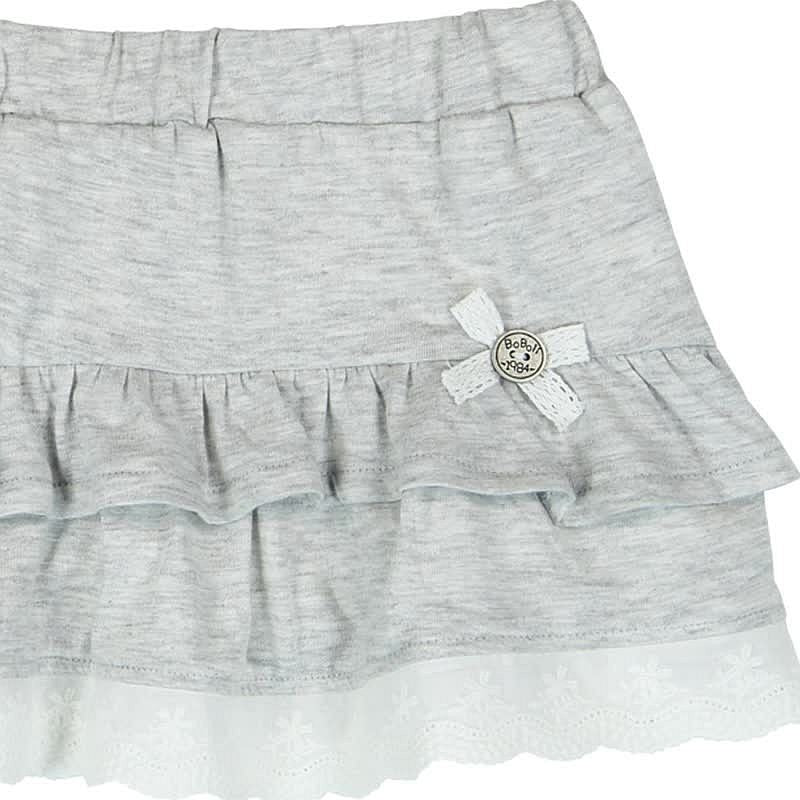 Boboli 245089-8072 Spódnica dla dziewczynki z falbankami i koronką kolor szary -  - #tag1# - #tag2# - #tag3# - #tag4#