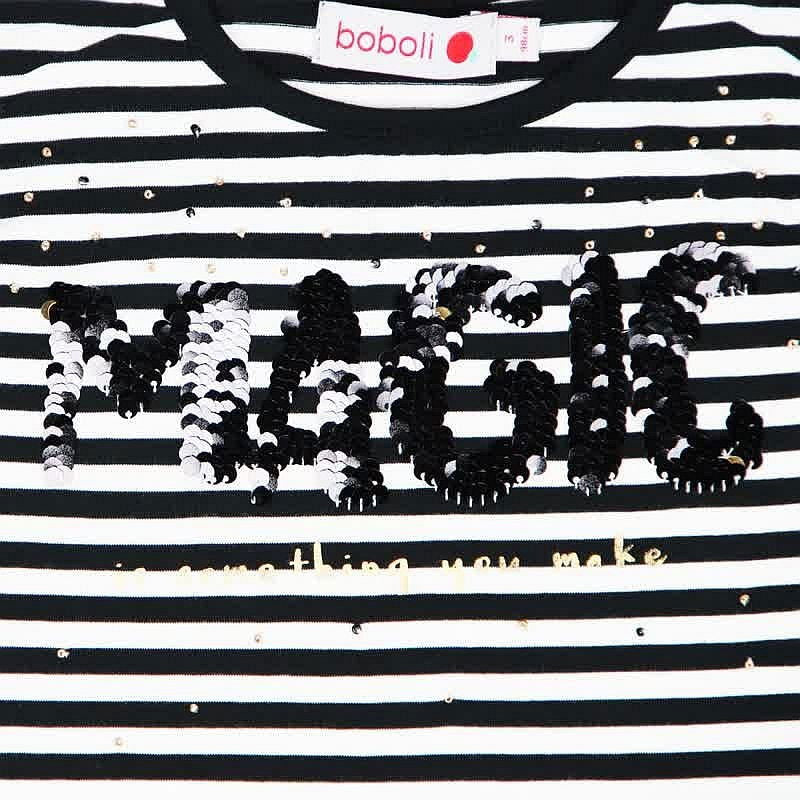 Boboli 425067-9746 Bluzka dla dziewczynki na ramiączkach z cekinami kolor czarny -  - #tag1# - #tag2# - #tag3# - #tag4#