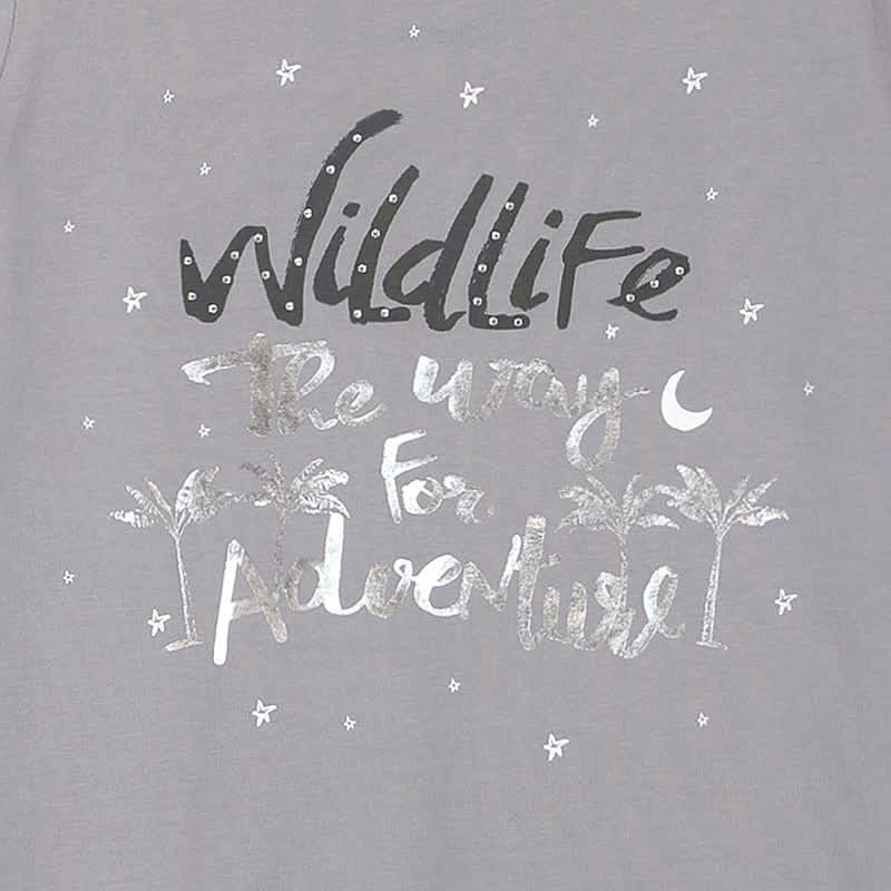 Boboli 465027-8089 Bluzka dziewczęca z nadrukiem i dżetami kolor szary -  - #tag1# - #tag2# - #tag3# - #tag4#