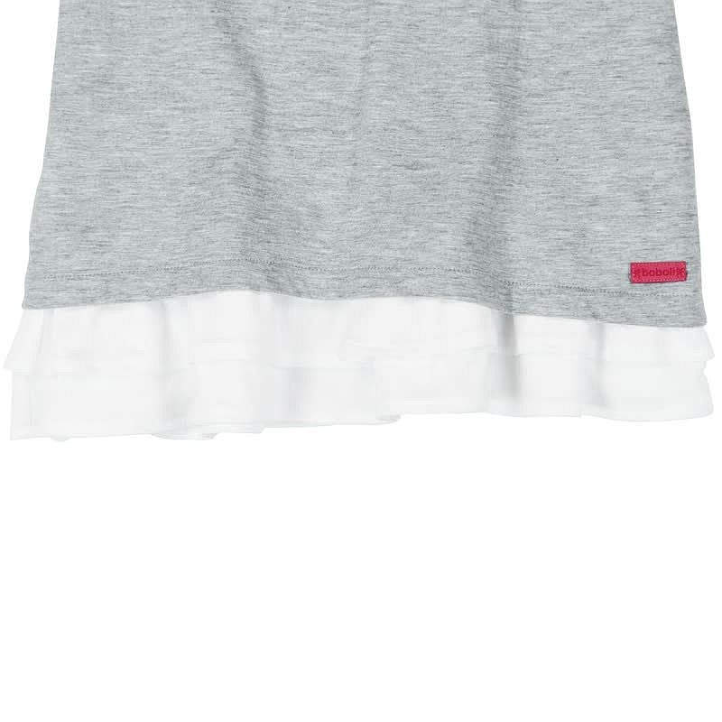 Boboli 465049-8018 Sukienka dla dziewczynki z dżetami i koronka kolor szary melanż -  - #tag1# - #tag2# - #tag3# - #tag4#