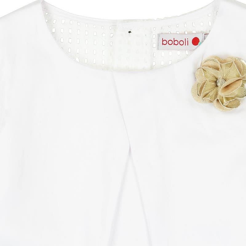 Boboli 725060-1100 Bluzka dla dziewczynki satynowa kolor biały -  - #tag1# - #tag2# - #tag3# - #tag4#