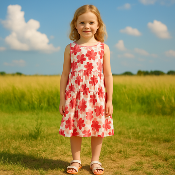 Girls' cotton floral dress raspberry Mini Word 17251-13525-52