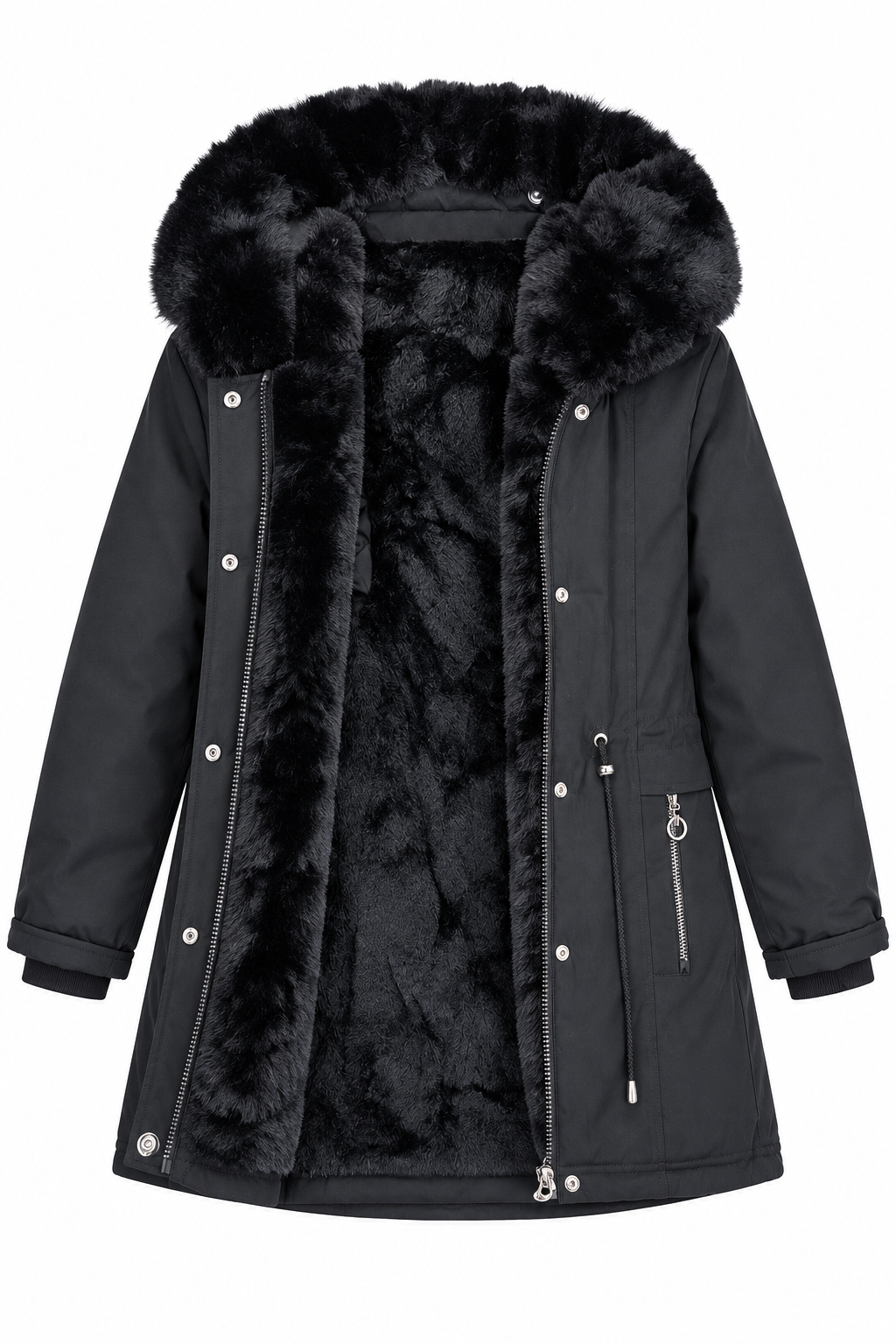 Winter Jacket With Fur Girl Black KF559-71023 GKMOD