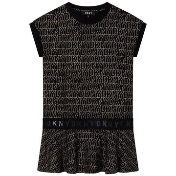 DKNY D32826-M15 Sukienka z nadrukiem dziewczęca kolor czarny -  - #tag1# - #tag2# - #tag3# - #tag4#