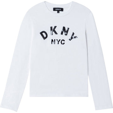 DKNY D35R57-10B Koszulka z długim rękawem dziewczęca kolor biały -  - #tag1# - #tag2# - #tag3# - #tag4#