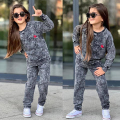 Girls' 2-piece sports tracksuit gray Surprise 20029-29824 GKMOD