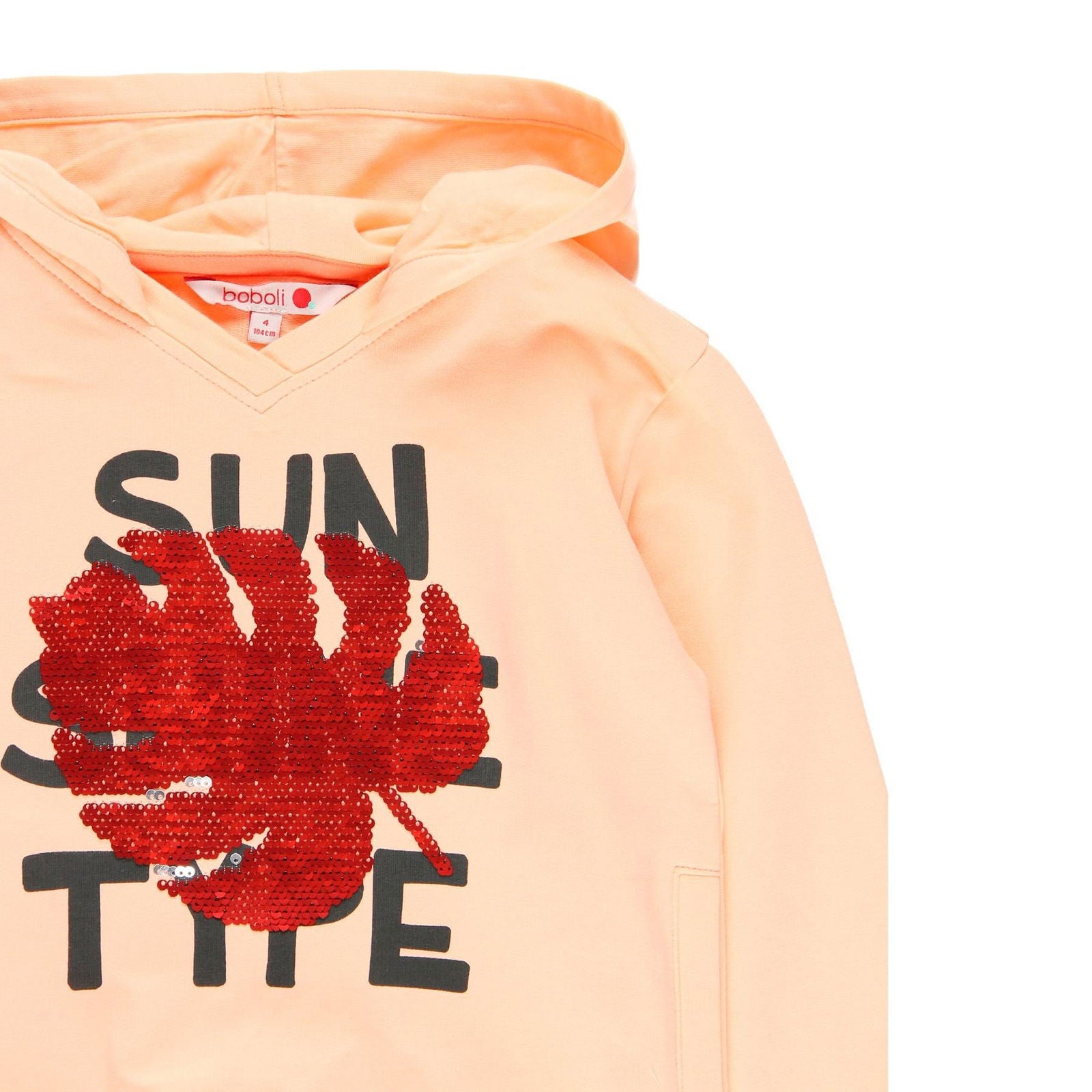 Dzianinowa bluza z kapturem dla dziewczynki Boboli 469087-3665 kolor brzoskwinia -  - #tag1# - #tag2# - #tag3# - #tag4#