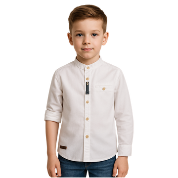 Boy's formal shirt with a stand-up collar, white, Breeze G456-13525