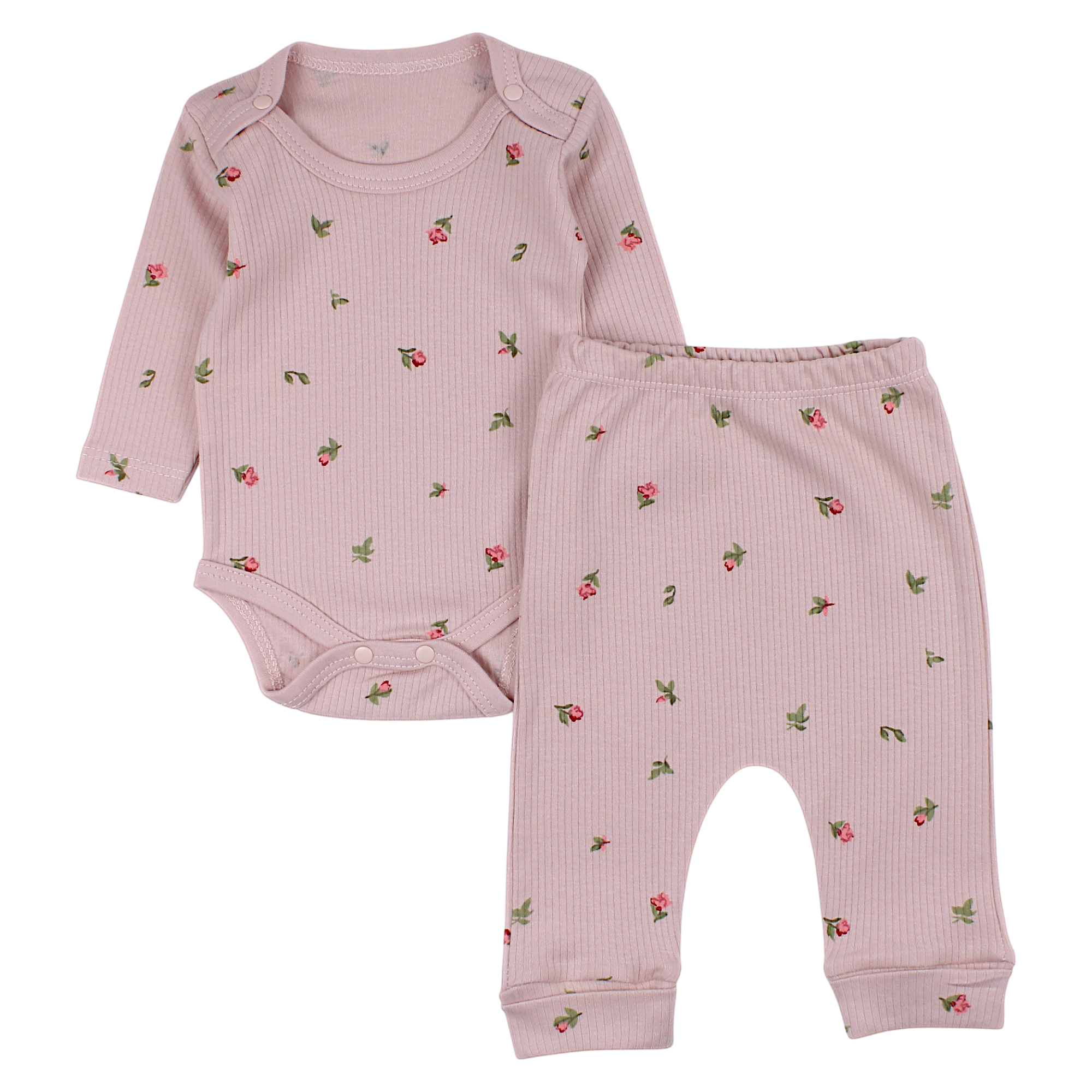Girls' bodysuit and romper set, powder pink, Nayinom 1424-16525
