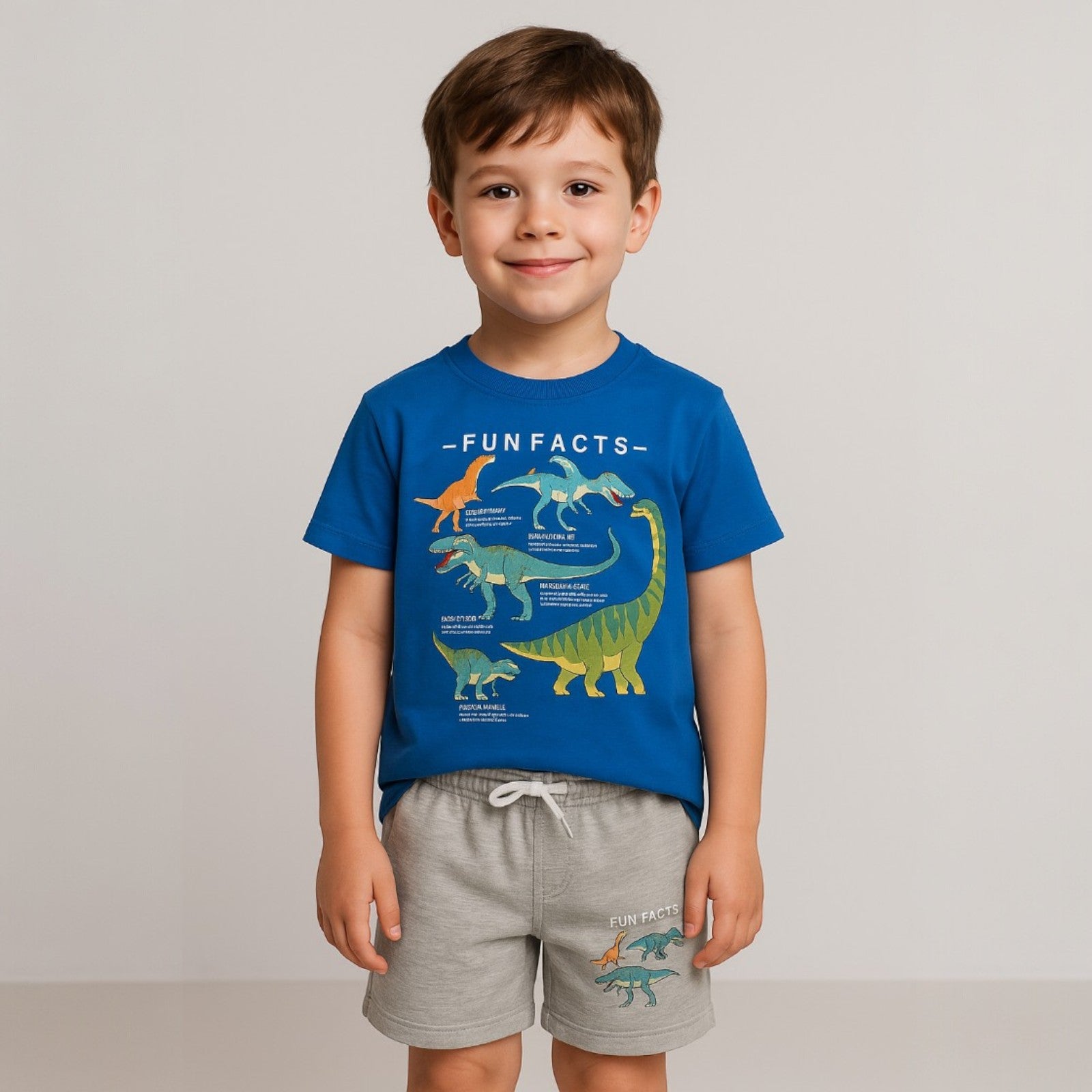 Boy's blue Ceo casual set with Dinosaurs shorts c-003-14525-35