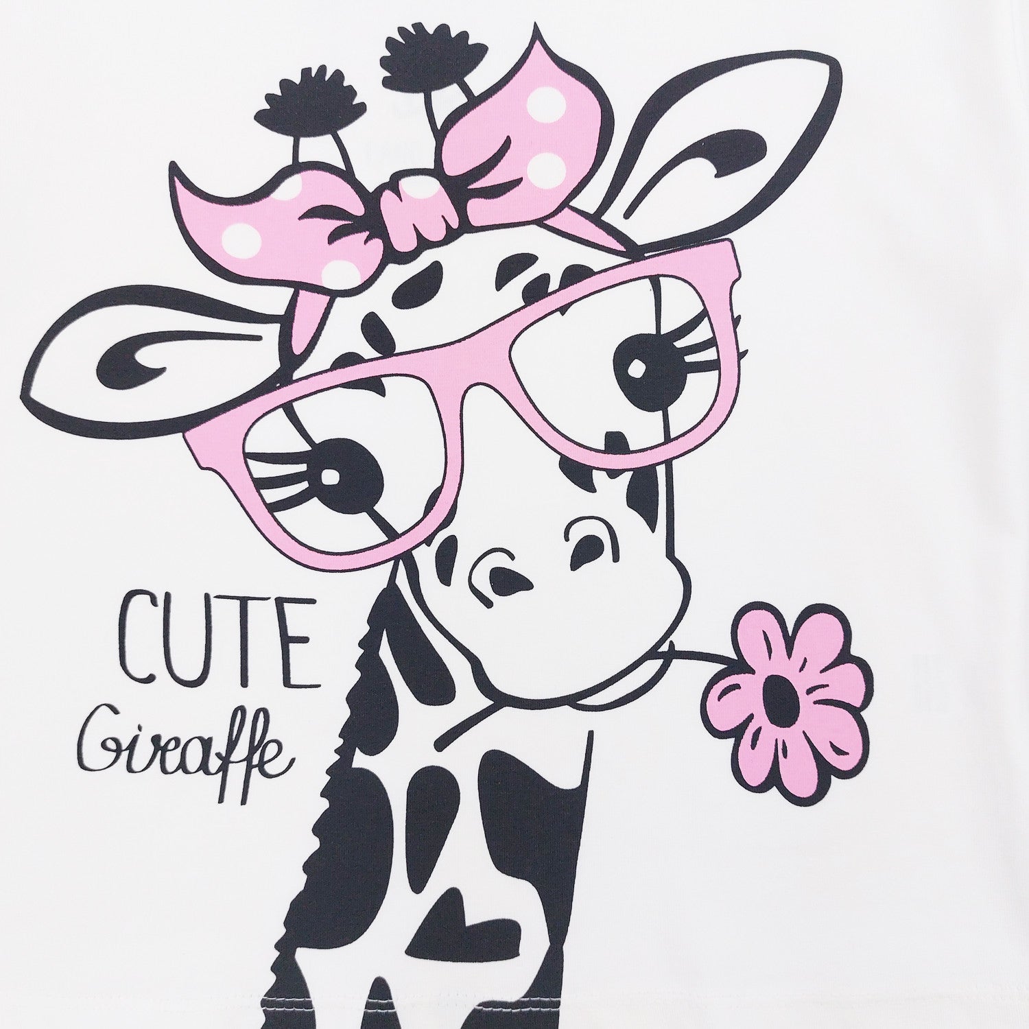 Komplet 2Cz. Bluzka Szorty Żyrafa dziewczynka róż 17250-14524 GKMOD -  - #tag1# - #tag2# - #tag3# - #tag4#