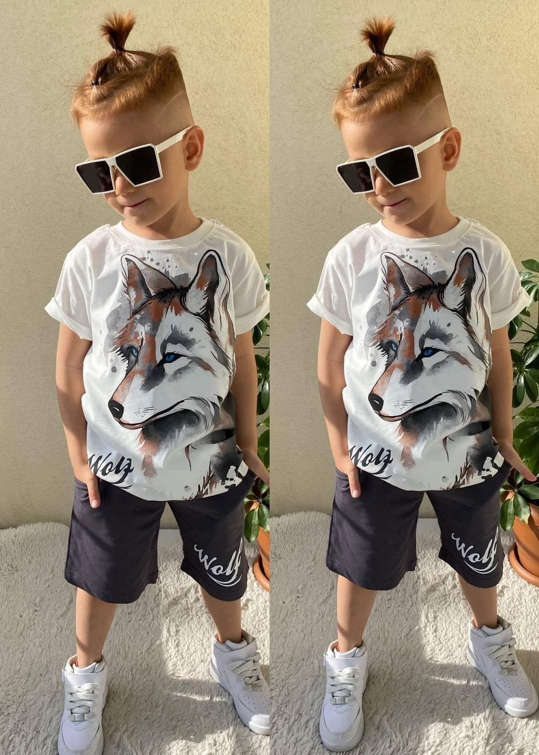Komplet 2Cz. T-Shirt Szorty Wilk chłopak grafit 1059-14524 GKMOC -  - #tag1# - #tag2# - #tag3# - #tag4#