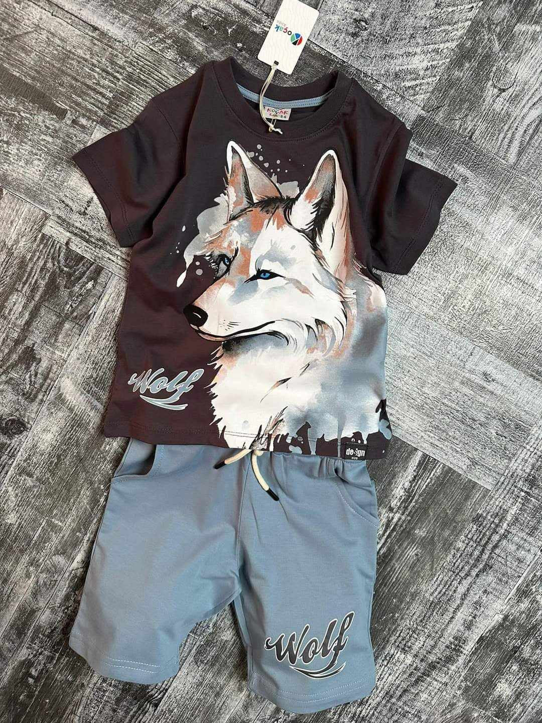 Komplet 2Cz. T-Shirt Szorty Wilk chłopak niebieski 1059-14524 GKMOC -  - #tag1# - #tag2# - #tag3# - #tag4#