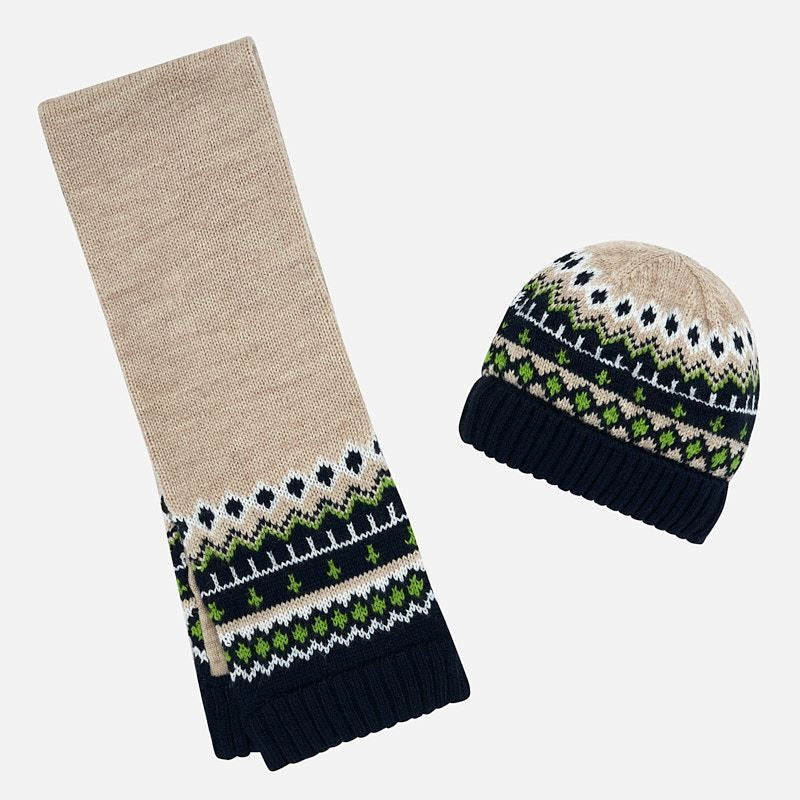 Komplet czapka i szalik żakardowy dla chłopca Mayoral 10642-26 Orzech las -  - #tag1# - #tag2# - #tag3# - #tag4#