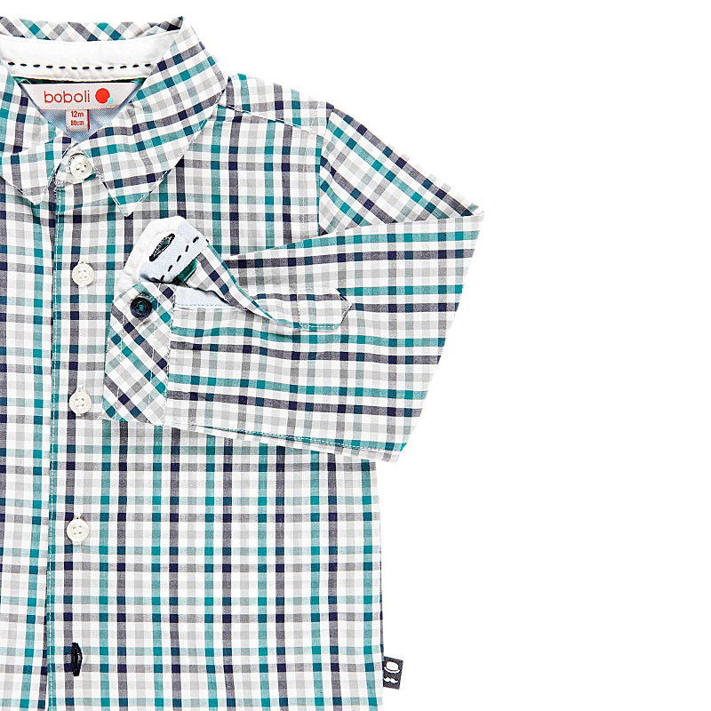 Koszula w kratę dla chłopca Boboli 718185-9143 zielony -  - #tag1# - #tag2# - #tag3# - #tag4#