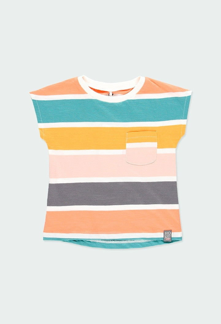 Koszulka w paski dla dziewczynki Boboli 464026-9755 kolor pomarańczowy -  - #tag1# - #tag2# - #tag3# - #tag4#