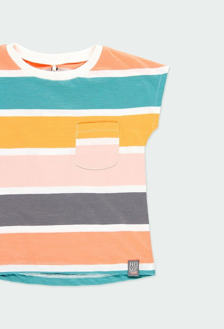 Koszulka w paski dla dziewczynki Boboli 464026-9755 kolor pomarańczowy -  - #tag1# - #tag2# - #tag3# - #tag4#