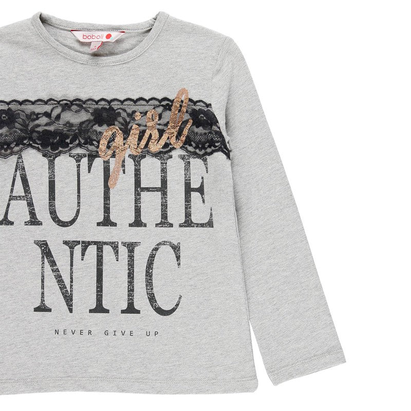 Koszulka z długim rękawem dziewczęca Boboli 441009-8034 kolor szary -  - #tag1# - #tag2# - #tag3# - #tag4#