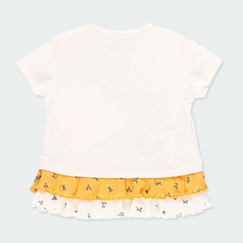 Koszulka z falbanką dla dziewczynki Boboli 214085-1111 kolor biały -  - #tag1# - #tag2# - #tag3# - #tag4#