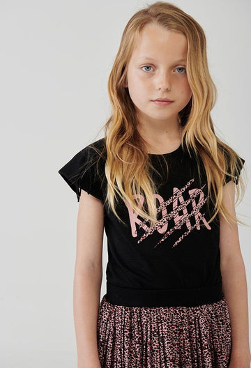 Koszulka z frędzlami dla dziewczynki Boboli 404154-890 kolor czarny -  - #tag1# - #tag2# - #tag3# - #tag4#