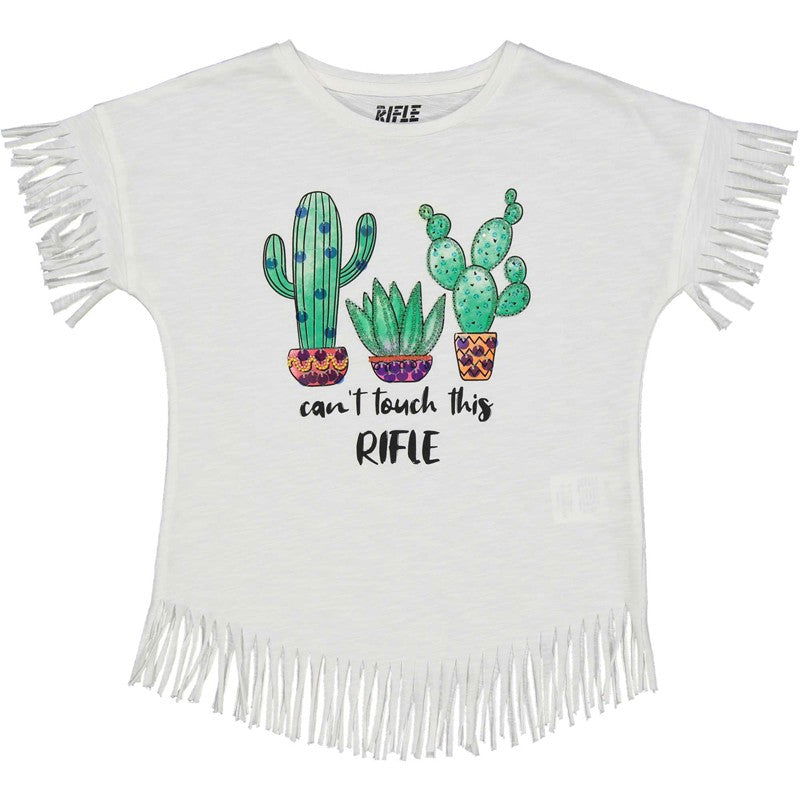Koszulka z frędzlami dziewczęca RIFLE 24373-00 kolor biały -  - #tag1# - #tag2# - #tag3# - #tag4#