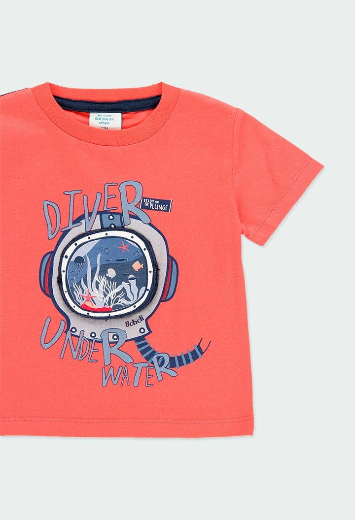 Koszulka z krótkim rękawem dla chłopca Baby Boboli 304074-3740 kolor koral -  - #tag1# - #tag2# - #tag3# - #tag4#