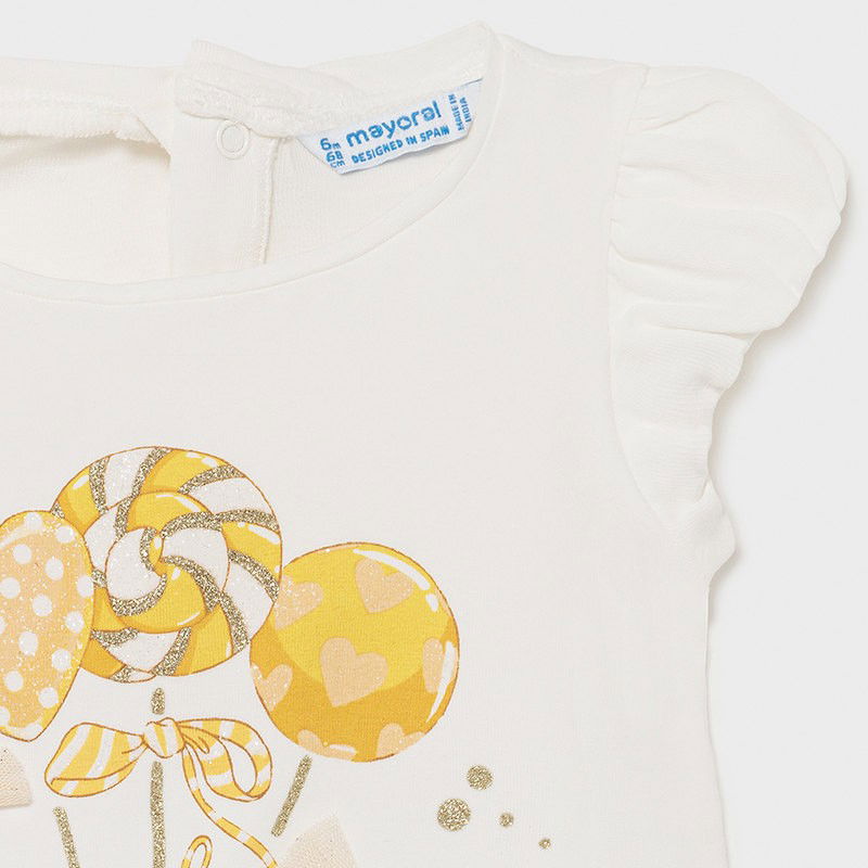 Koszulka z krótkim rękawem dziewczęca Mayoral 1081-69 Krem/żółty -  - #tag1# - #tag2# - #tag3# - #tag4#