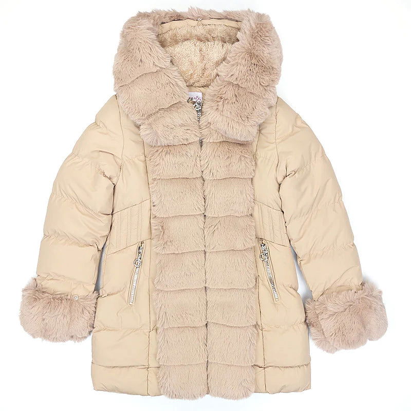 Kurtka Zimowa Z Futerkiem dziewczynka beż KF539-71023  GKMOD -  - #tag1# - #tag2# - #tag3# - #tag4#