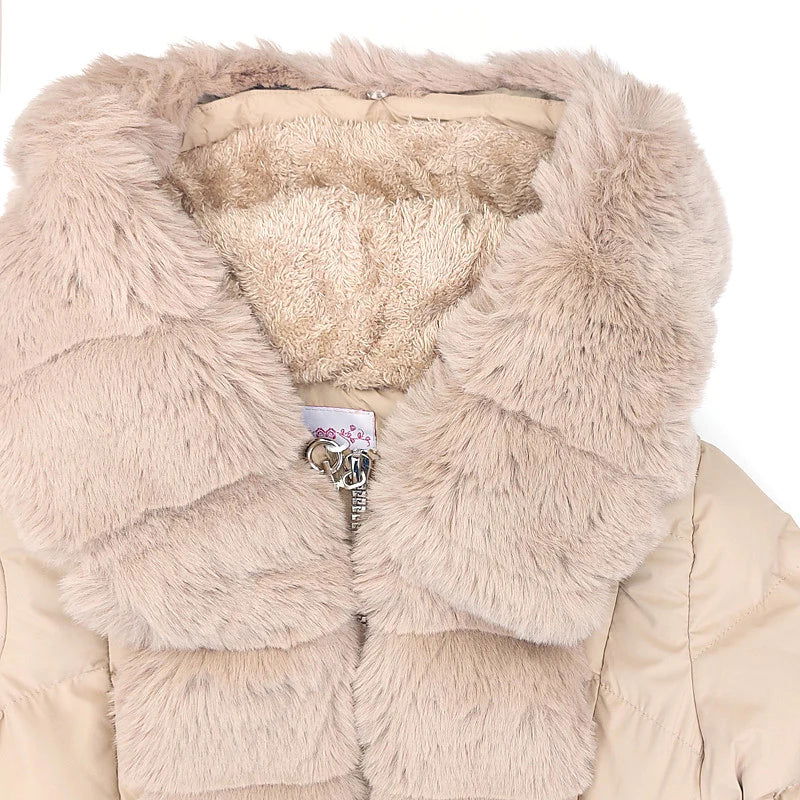 Kurtka Zimowa Z Futerkiem dziewczynka beż KF539-71023  GKMOD -  - #tag1# - #tag2# - #tag3# - #tag4#