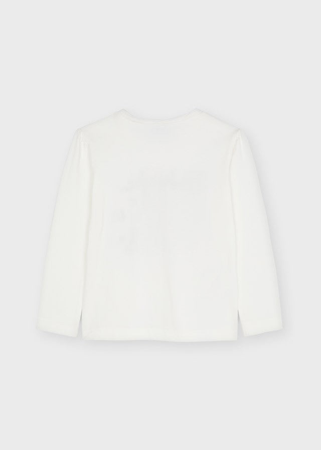 Mayoral 11-04005-011 Koszulka z nadrukiem dla dziewczynek 4005-11 Krem-brąz -  - #tag1# - #tag2# - #tag3# - #tag4#