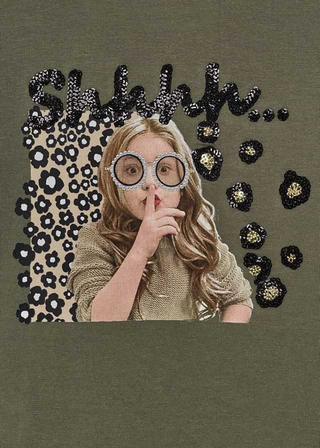 Mayoral 11-04005-013 Koszulka z nadrukiem dla dziewczynek 4005-13 zielony -  - #tag1# - #tag2# - #tag3# - #tag4#