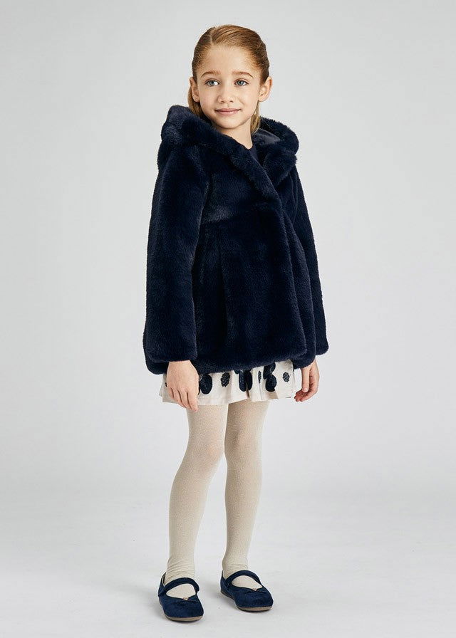 Mayoral 11-04436-058 Płaszcz futerko dziewczęcy4436-58 granatowy -  - #tag1# - #tag2# - #tag3# - #tag4#