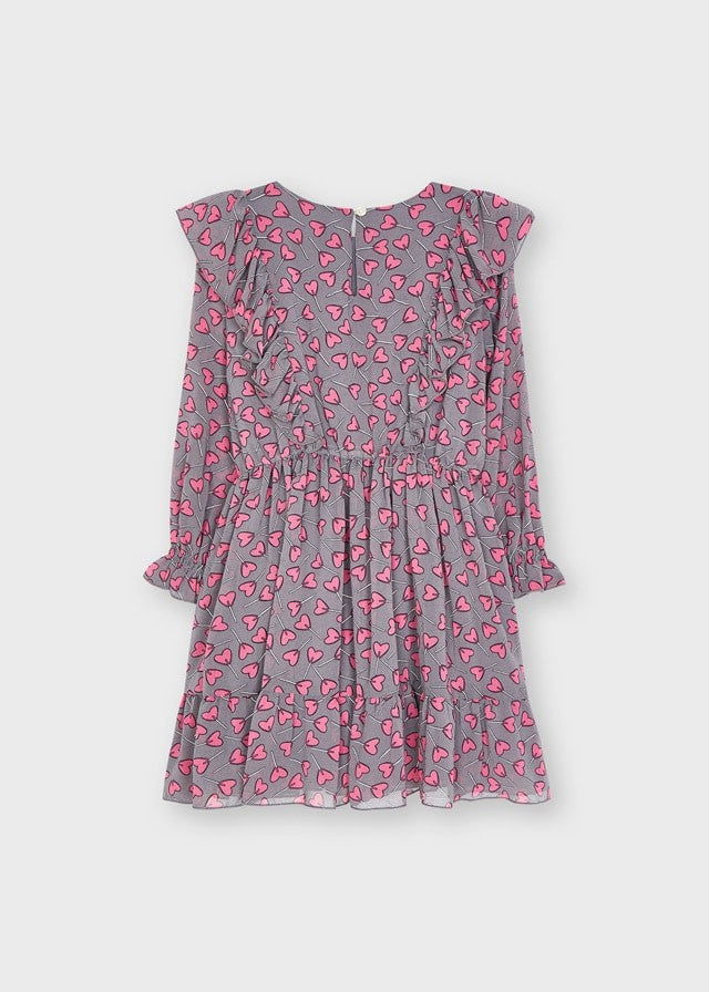 Mayoral 11-04929-020 Sukienka z nadrukiem dziewczęca 4929-20 Fuksja -  - #tag1# - #tag2# - #tag3# - #tag4#