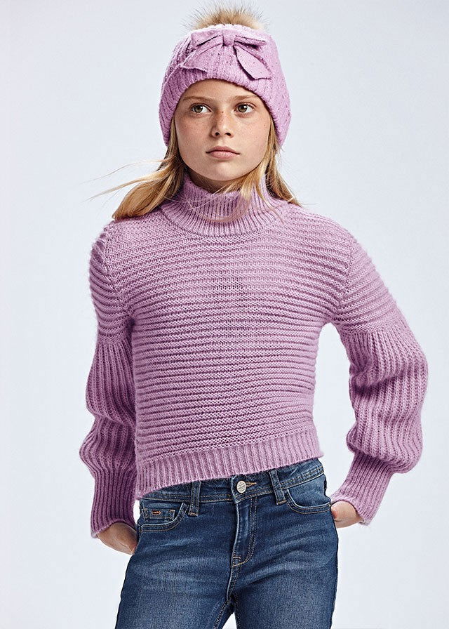 Mayoral 11-07350-086 Sweter z golfem 7350-86 kolor fioletowy -  - #tag1# - #tag2# - #tag3# - #tag4#