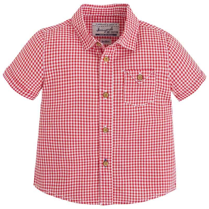Mayoral 1156-95 Koszula krót.ręk.krata  kolor Czerwony -  - #tag1# - #tag2# - #tag3# - #tag4#