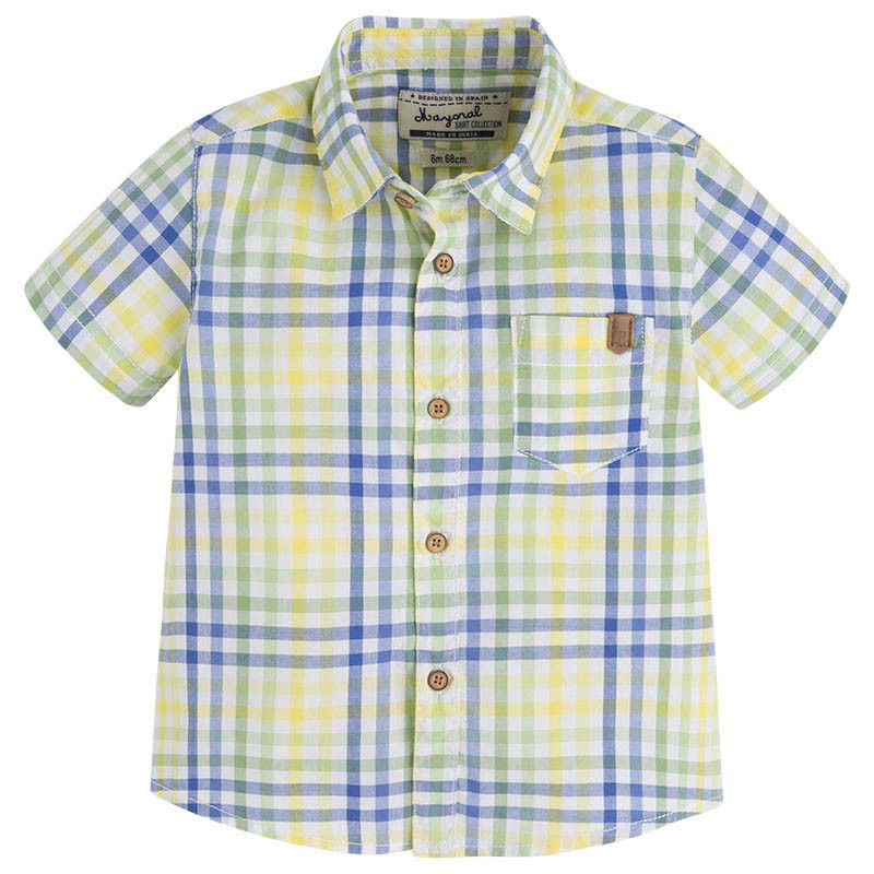 Mayoral 1158-50 Koszula krót.ręk.krata  kolor Zieleł -  - #tag1# - #tag2# - #tag3# - #tag4#