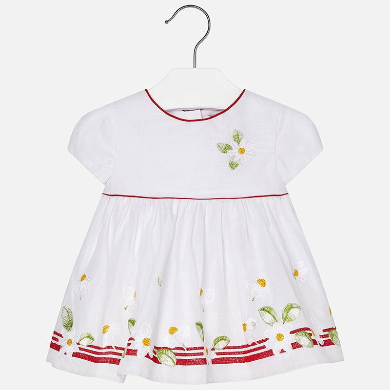 Mayoral 1925-51 Sukienka w kwiatki haft.  kolor Arbuzowy -  - #tag1# - #tag2# - #tag3# - #tag4#