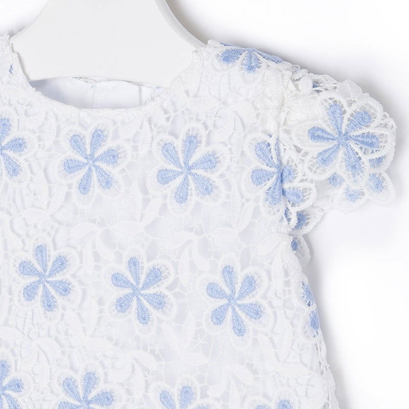 Mayoral 1930-47 Sukienka kwiaty koronka kolor błękitny -  - #tag1# - #tag2# - #tag3# - #tag4#