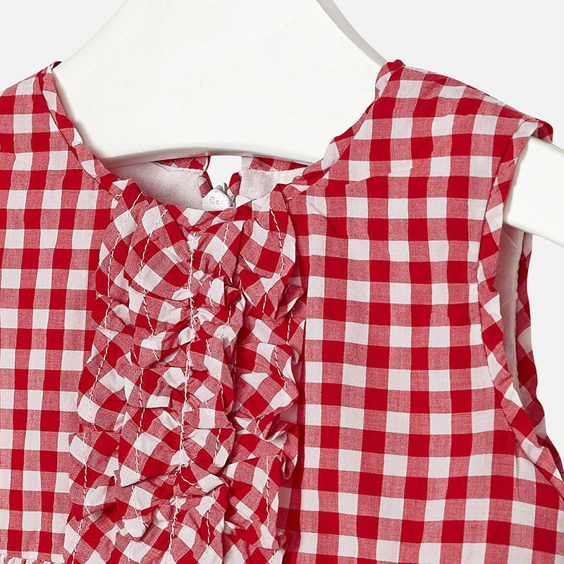 Mayoral 1963-14 Sukienka vichy haft  kolor Czerwony -  - #tag1# - #tag2# - #tag3# - #tag4#