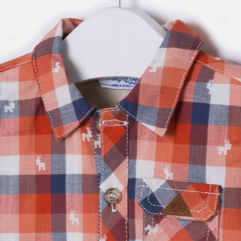 Mayoral 2109-42 Koszula chłopięca d/r krata kolor pomarańczowy -  - #tag1# - #tag2# - #tag3# - #tag4#
