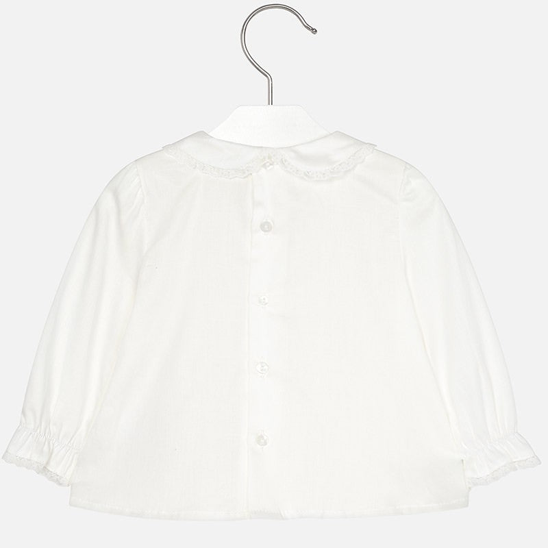 Mayoral 2124-55 Bluzka haftowana z kołnierzykiem dziewczęca krem -  - #tag1# - #tag2# - #tag3# - #tag4#